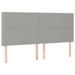 Tăblie de pat cu LED, gri deschis, 180x5x118/128 cm, textil