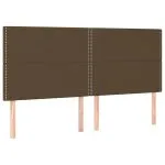Tăblie de pat cu LED, maro închis, 200x5x118/128 cm, textil