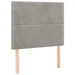 Tăblie de pat cu LED, gri deschis, 80x5x118/128 cm, catifea