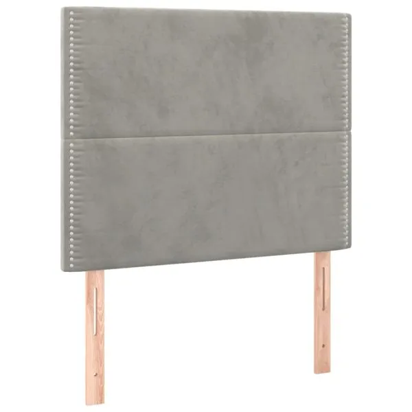 Tăblie de pat cu LED, gri deschis, 80x5x118/128 cm, catifea