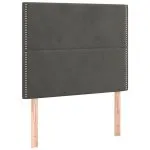 Tăblie de pat cu LED, gri închis, 90x5x118/128 cm, catifea