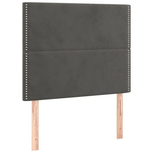 Tăblie de pat cu LED, gri închis, 90x5x118/128 cm, catifea