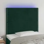 Tăblie de pat cu LED, verde închis, 90x5x118/128 cm, catifea