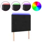 Tăblie de pat cu LED, negru, 100x5x118/128 cm, catifea