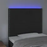 Tăblie de pat cu LED, negru, 100x5x118/128 cm, catifea