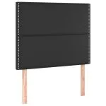 Tăblie de pat cu LED, negru, 80x5x118/128 cm, piele ecologică