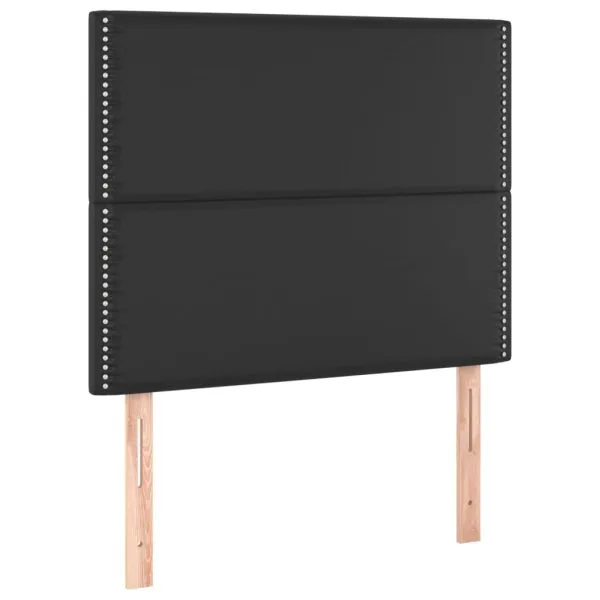 Tăblie de pat cu LED, negru, 80x5x118/128 cm, piele ecologică