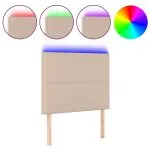 Tăblie de pat cu LED cappuccino 80x5x118/128cm, piele ecologică