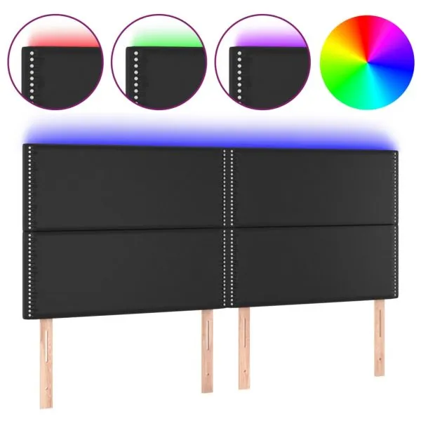 Tăblie cu LED-uri, negru, 160x5x118/128 cm, piele ecologică