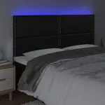 Tăblie cu LED-uri, negru, 160x5x118/128 cm, piele ecologică