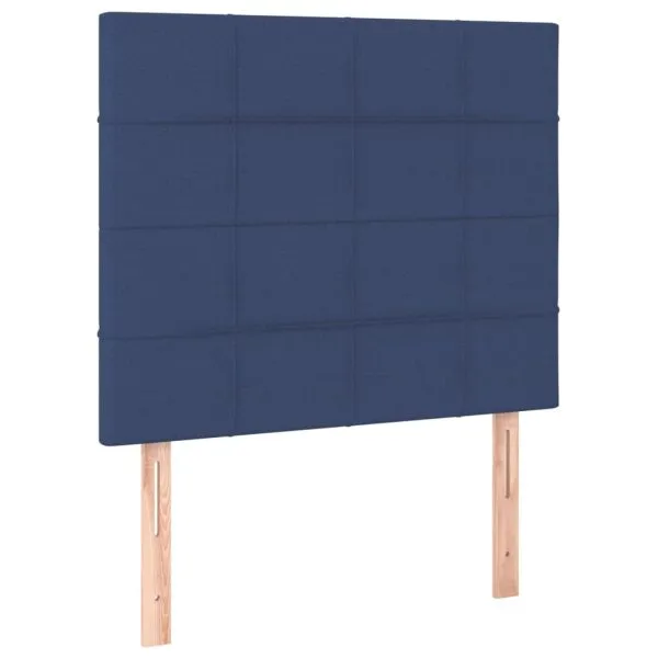 Tăblie de pat cu LED, albastru, 80x5x118/128 cm, textil