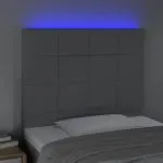 Tăblie de pat cu LED, gri deschis, 90x5x118/128 cm, textil