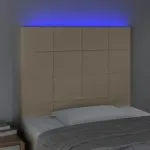 Tăblie de pat cu LED, crem, 100x5x118/128 cm, textil