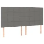 Tăblie de pat cu LED, gri închis, 160x5x118/128 cm, textil