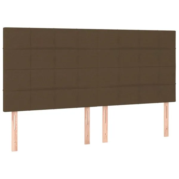 Tăblie de pat cu LED, maro închis, 160x5x118/128 cm, textil