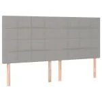 Tăblie de pat cu LED, gri deschis, 180x5x118/128 cm, textil