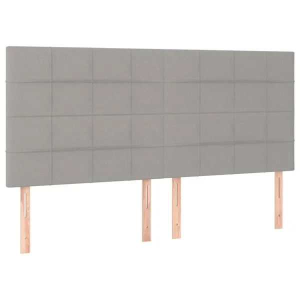 Tăblie de pat cu LED, gri deschis, 180x5x118/128 cm, textil
