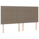 Tăblie de pat cu LED, gri taupe, 200x5x118/128 cm, textil