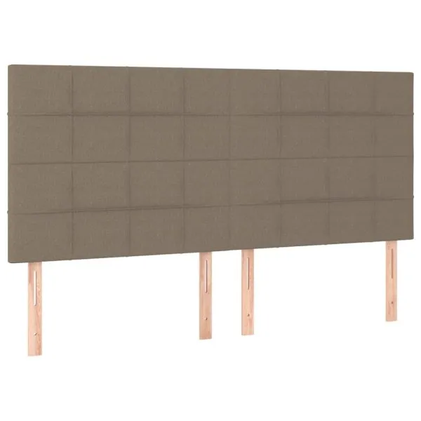 Tăblie de pat cu LED, gri taupe, 200x5x118/128 cm, textil