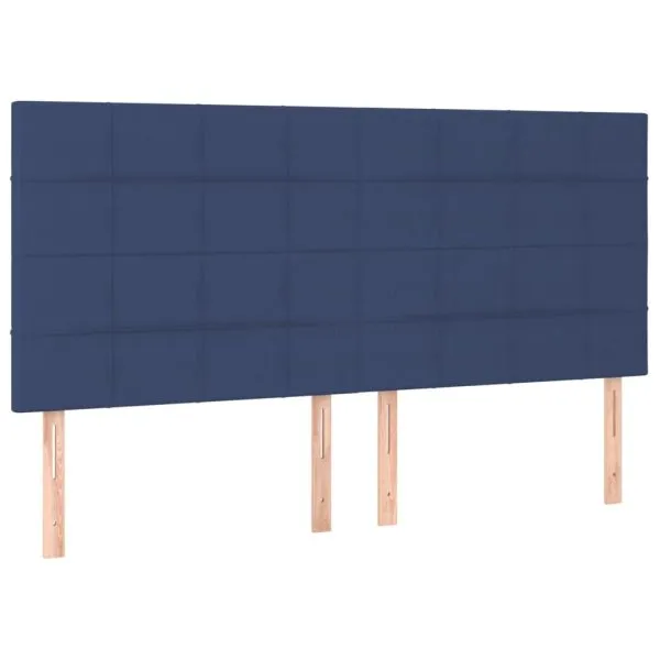 Tăblie de pat cu LED, albastru, 200x5x118/128 cm, textil
