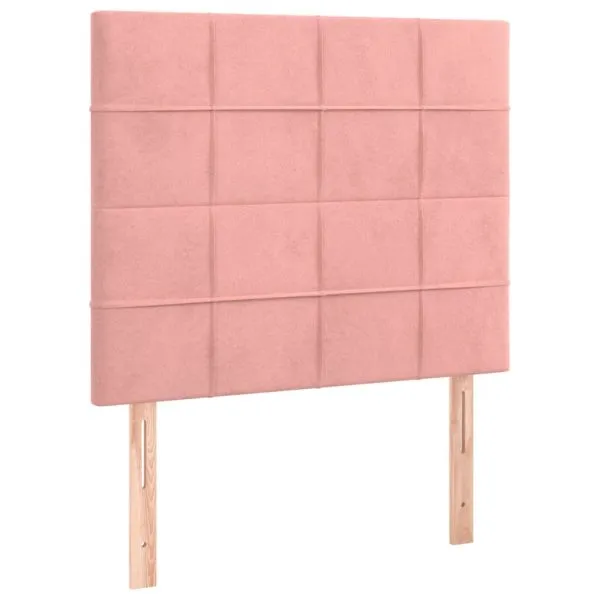 Tăblie de pat cu LED, roz, 80x5x118/128 cm, catifea