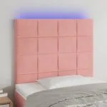 Tăblie de pat cu LED, roz, 80x5x118/128 cm, catifea