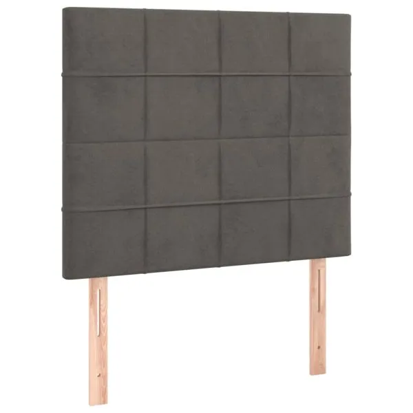Tăblie de pat cu LED, gri închis, 100x5x118/128 cm, textil