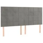 Tăblie de pat cu LED, gri deschis, 160x5x118/128 cm, catifea