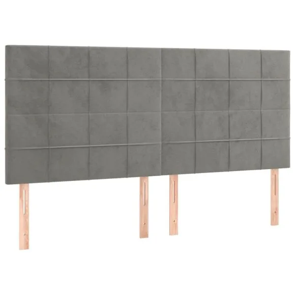 Tăblie de pat cu LED, gri deschis, 160x5x118/128 cm, catifea