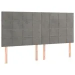 Tăblie de pat cu LED, gri deschis, 180x5x118/128 cm, catifea