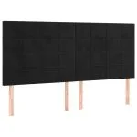 Tăblie de pat cu LED, negru, 200x5x118/128 cm, catifea