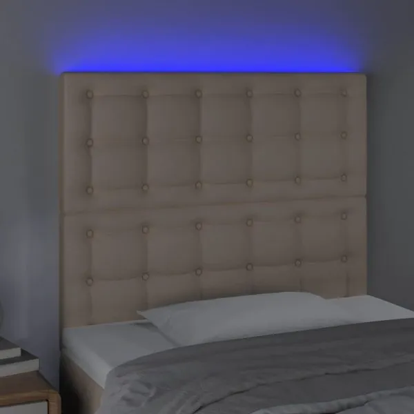 Tăblie de pat cu LED cappuccino 80x5x118/128cm, piele ecologică