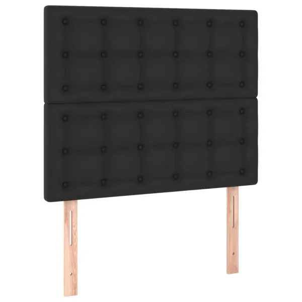 Tăblie de pat cu LED, negru, 100x5x118/128 cm, piele ecologică