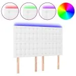 Tăblie de pat cu LED, alb, 144x5x118/128 cm, piele ecologică