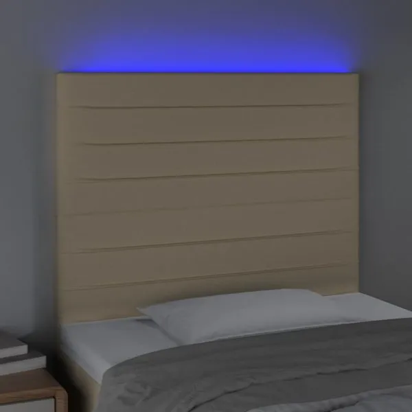 Tăblie de pat cu LED, crem, 80x5x118/128 cm, textil