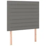 Tăblie de pat cu LED, gri închis, 100x5x118/128 cm, textil