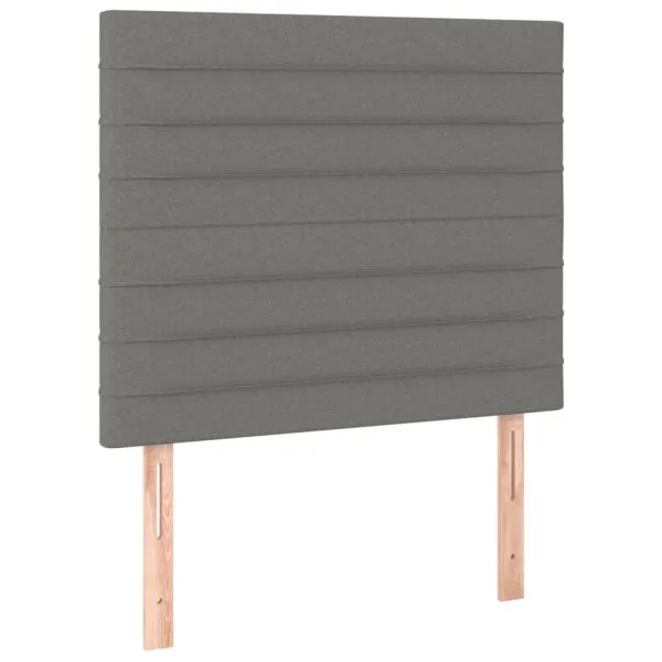 Tăblie de pat cu LED, gri închis, 100x5x118/128 cm, textil