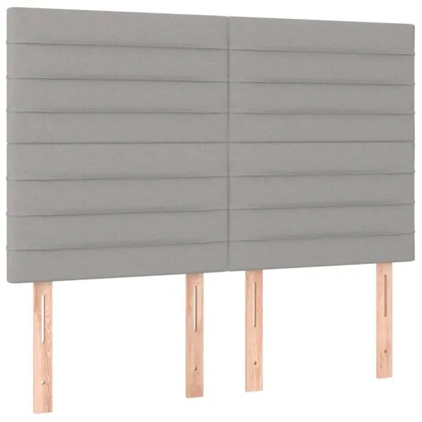 Tăblie de pat cu LED, gri deschis, 144x5x118/128 cm, textil