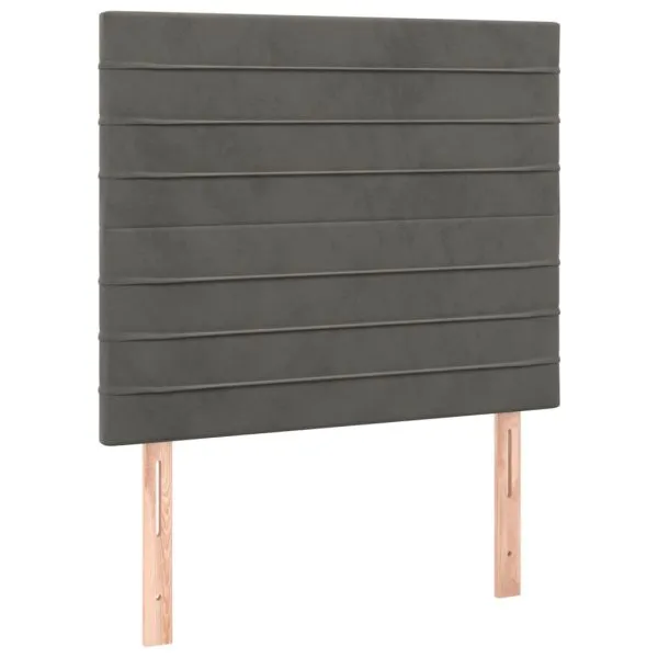 Tăblie de pat cu LED, gri închis, 80x5x118/128 cm, catifea