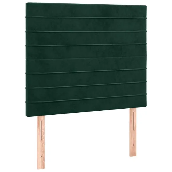 Tăblie de pat cu LED, verde închis, 80x5x118/128 cm, catifea