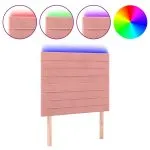 Tăblie de pat cu LED, roz, 90x5x118/128 cm, catifea