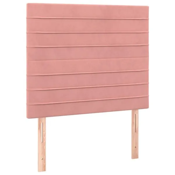 Tăblie de pat cu LED, roz, 100x5x118/128 cm, catifea