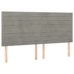 Tăblie de pat cu LED, gri deschis, 160x5x118/128 cm, catifea