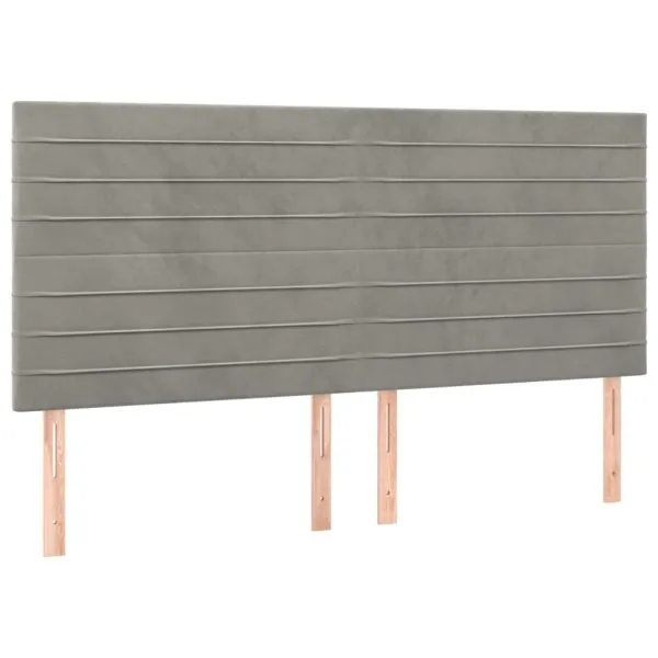 Tăblie de pat cu LED, gri deschis, 160x5x118/128 cm, catifea