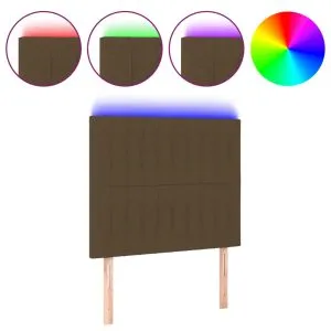Tăblie de pat cu LED, maro închis, 80x5x118/128 cm, textil