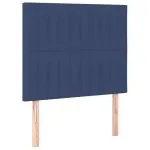 Tăblie de pat cu LED, albastru, 100x5x118/128 cm, textil