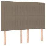 Tăblie de pat cu LED, gri taupe, 144x5x118/128 cm, textil
