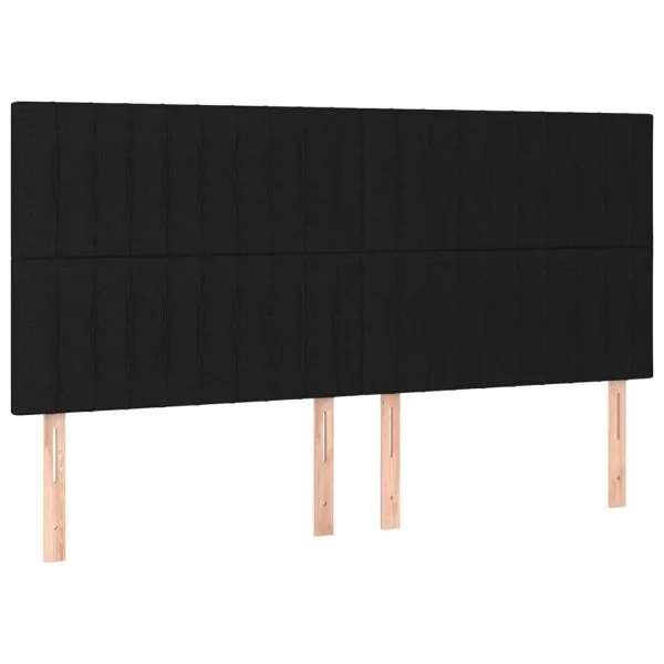 Tăblie de pat cu LED, negru, 160x5x118/128 cm, textil