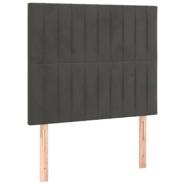 Tăblie de pat cu LED, gri închis, 80x5x118/128 cm, catifea