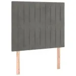 Tăblie de pat cu LED, gri deschis, 90x5x118/128 cm, catifea